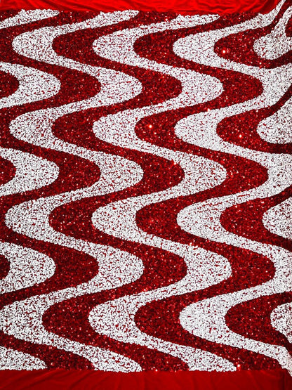 Wave Sequin Stretch Velvet 54" Wide| New Creations Fabric & Foam Inc.