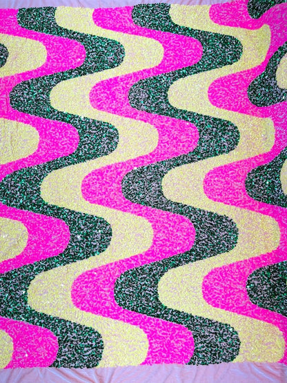Wave Sequin Stretch Velvet 54" Wide| New Creations Fabric & Foam Inc.