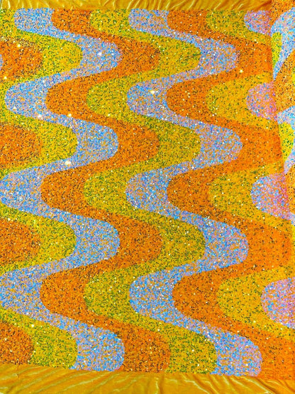 Wave Sequin Stretch Velvet 54" Wide| New Creations Fabric & Foam Inc.