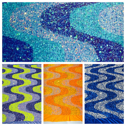Wave Sequin Stretch Velvet 54" Wide| New Creations Fabric & Foam Inc.