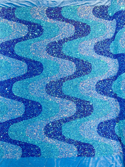 Wave Sequin Stretch Velvet 54" Wide| New Creations Fabric & Foam Inc.
