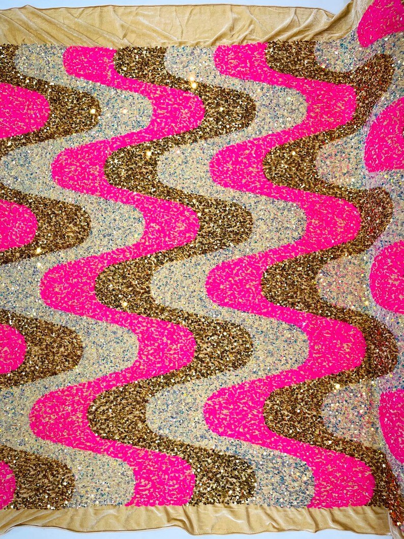Wave Sequin Stretch Velvet 54" Wide| New Creations Fabric & Foam Inc.