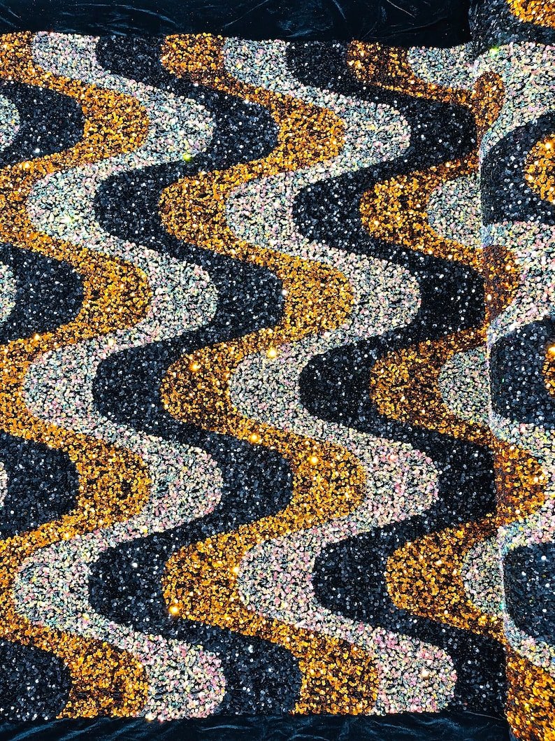 Wave Sequin Stretch Velvet 54" Wide| New Creations Fabric & Foam Inc.