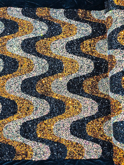 Wave Sequin Stretch Velvet 54" Wide| New Creations Fabric & Foam Inc.