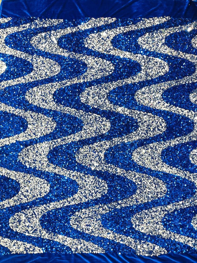 Wave Sequin Stretch Velvet 54" Wide| New Creations Fabric & Foam Inc.