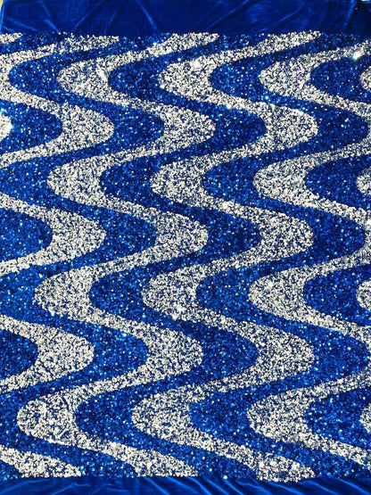 Wave Sequin Stretch Velvet 54" Wide| New Creations Fabric & Foam Inc.