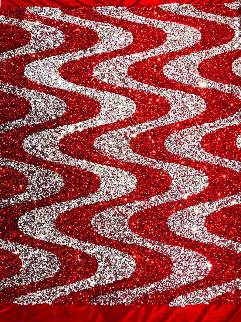 Wave Sequin Stretch Velvet 54" Wide| New Creations Fabric & Foam Inc.