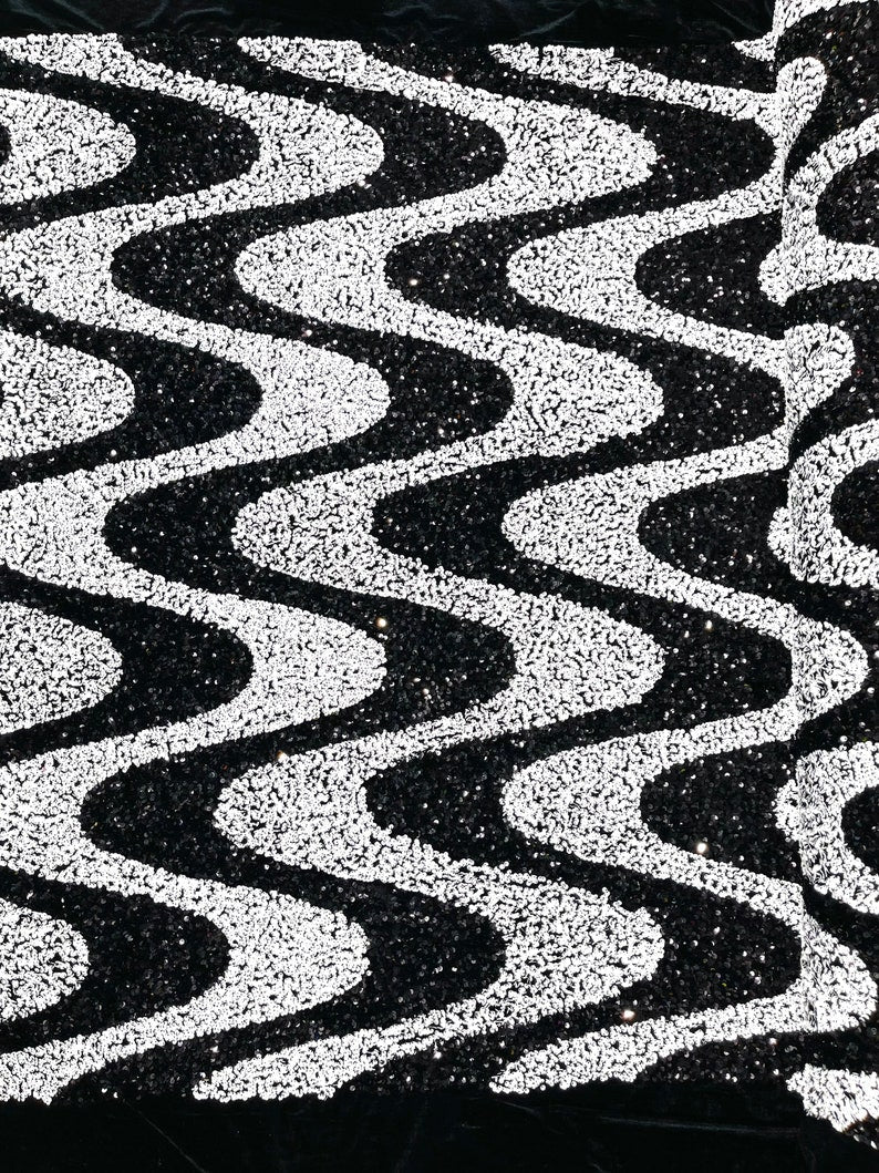 Wave Sequin Stretch Velvet 54" Wide| New Creations Fabric & Foam Inc.