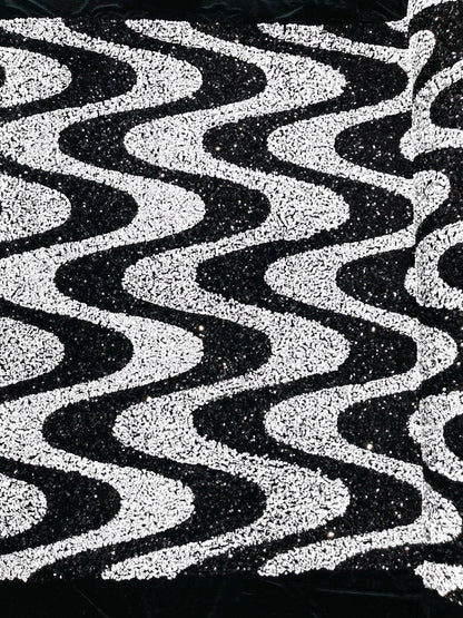 Wave Sequin Stretch Velvet 54" Wide| New Creations Fabric & Foam Inc.