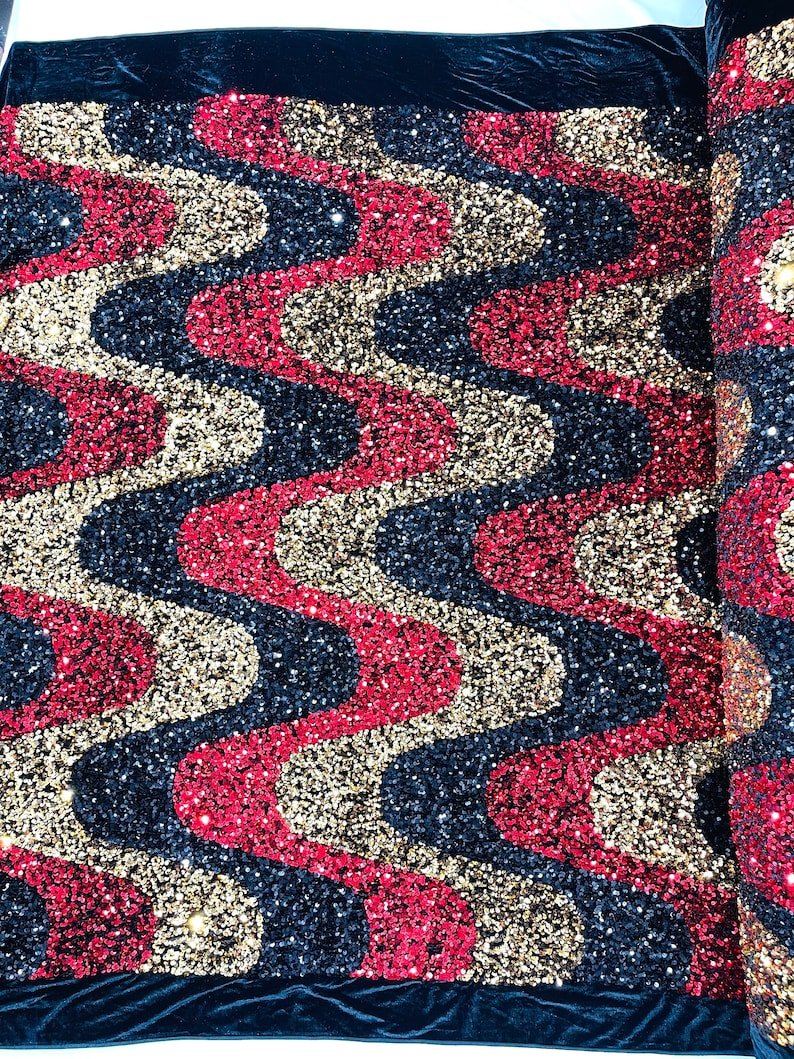 Wave Sequin Stretch Velvet 54" Wide| New Creations Fabric & Foam Inc.