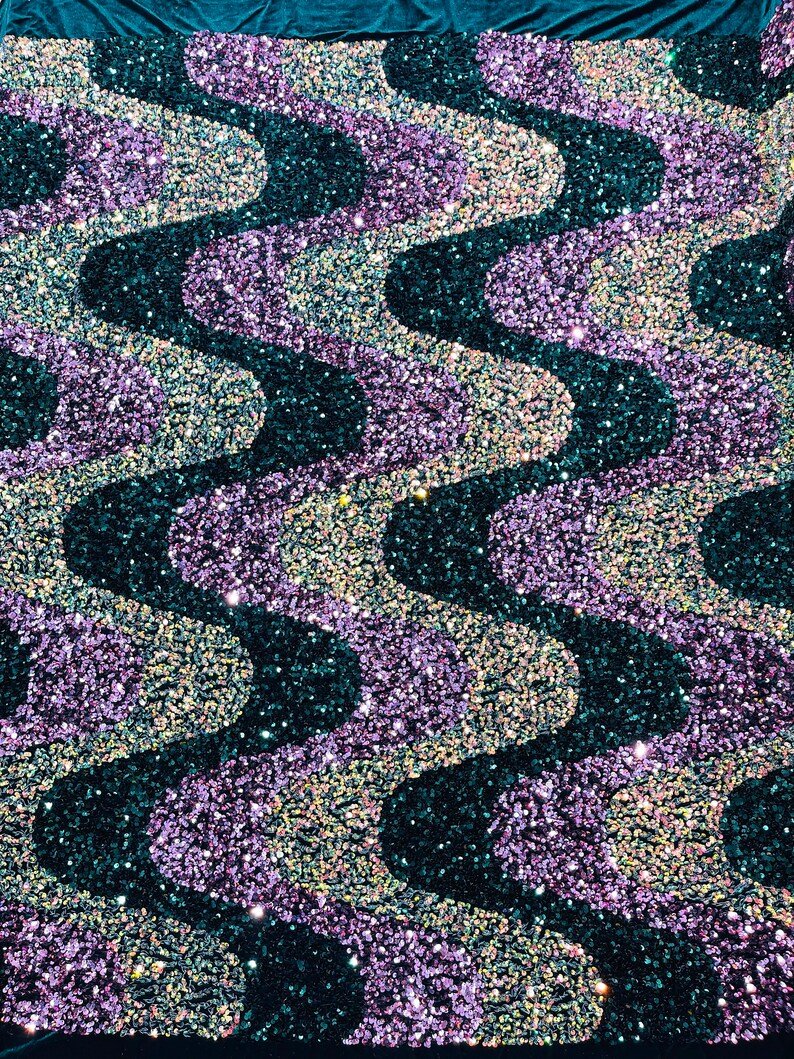 Wave Sequin Stretch Velvet 54" Wide| New Creations Fabric & Foam Inc.