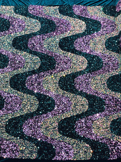 Wave Sequin Stretch Velvet 54" Wide| New Creations Fabric & Foam Inc.