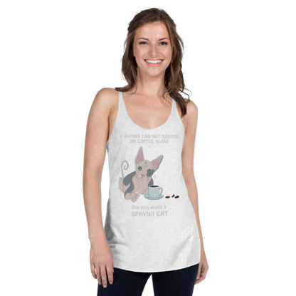 "WOMAN CAN'T SURVIVE ON COFFEE ALONE" TANK